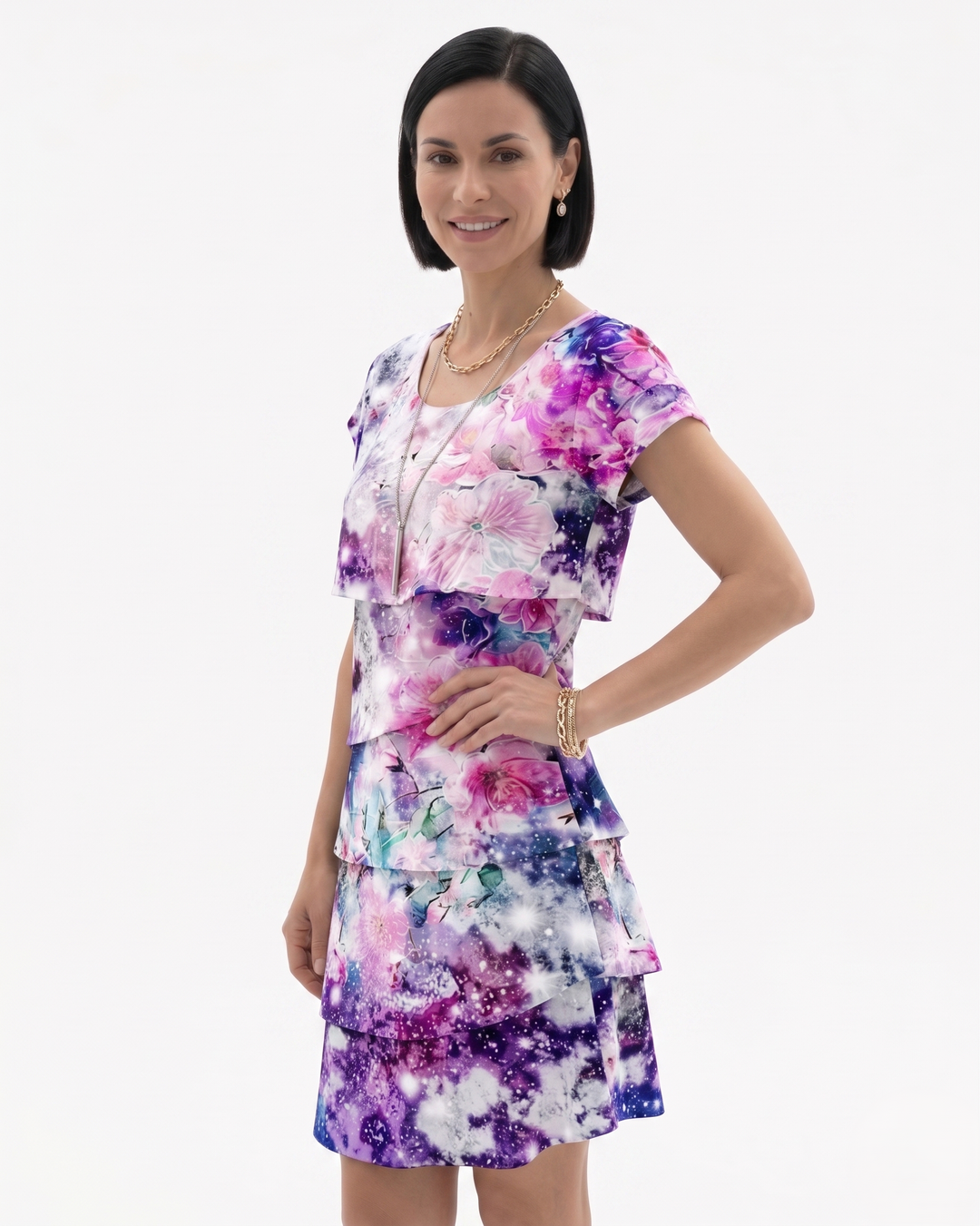 Sorvienne | Women’s Tiered Floral Print Dress