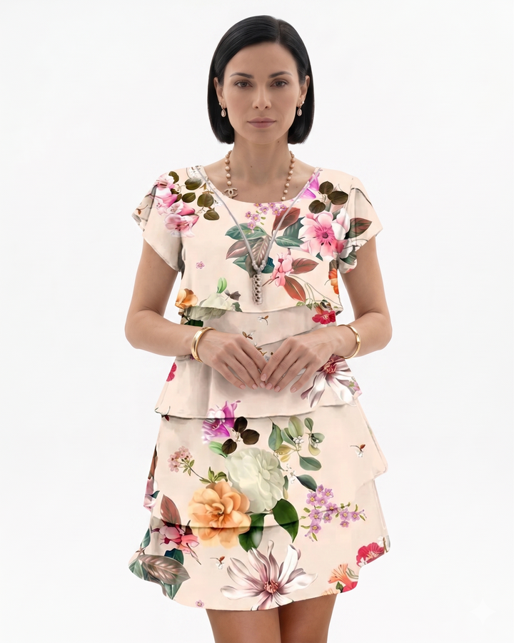 Sorvienne | Women’s Tiered Floral Print Dress