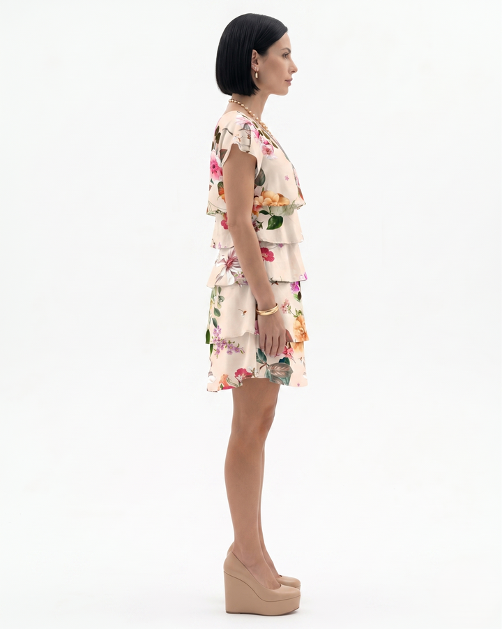 Sorvienne | Women’s Tiered Floral Print Dress