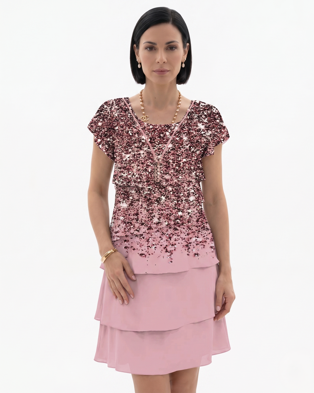 Sorvienne | Women’s Tiered Floral Print Dress