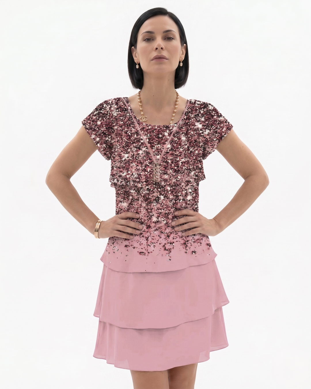 Sorvienne | Women’s Tiered Floral Print Dress