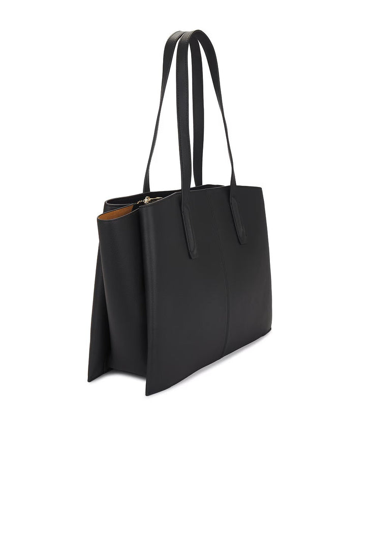 Sorvienne Structured Three Compartment Laptop Tote Bag in Black