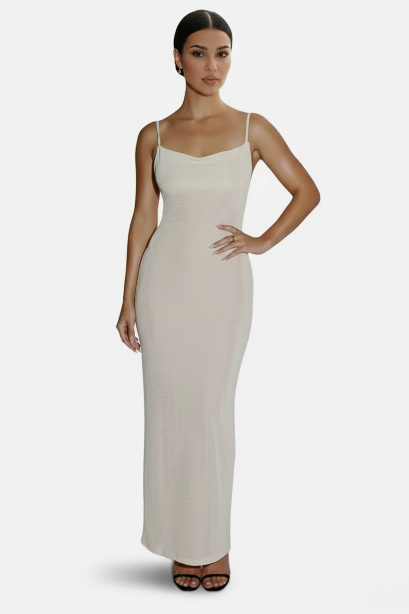 Spaghetti Strap Backless Maxi Dress Long Tie Back - Siopie