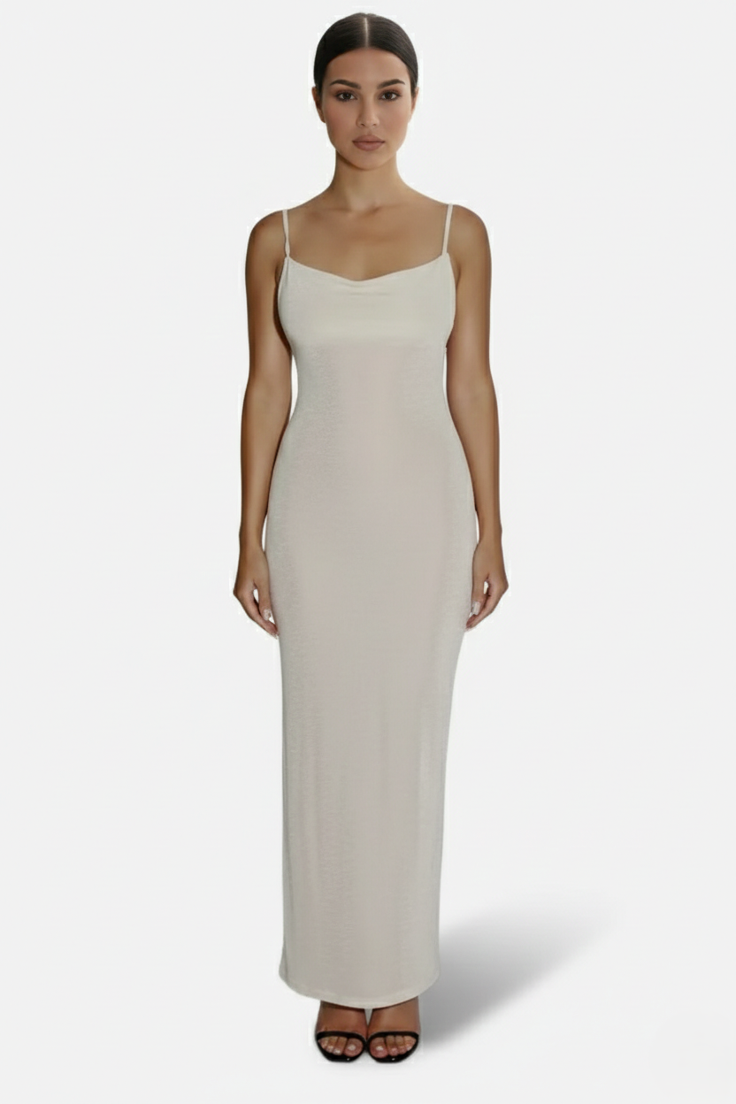 Spaghetti Strap Backless Maxi Dress Long Tie Back - Siopie