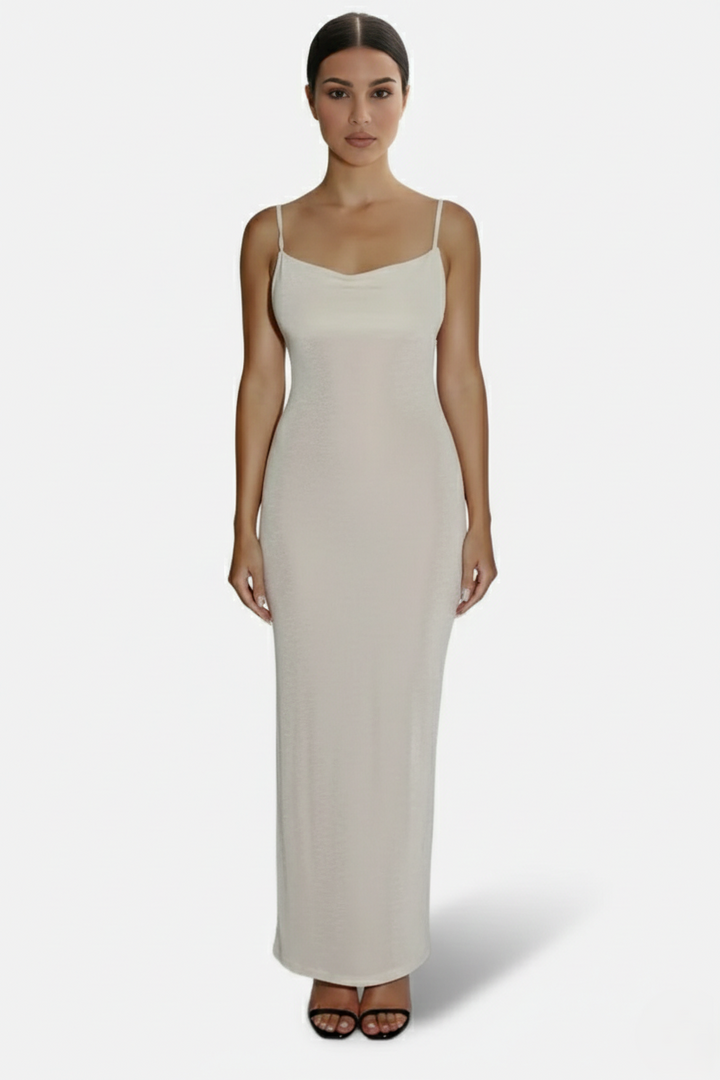 Spaghetti Strap Backless Maxi Dress Long Tie Back - Siopie
