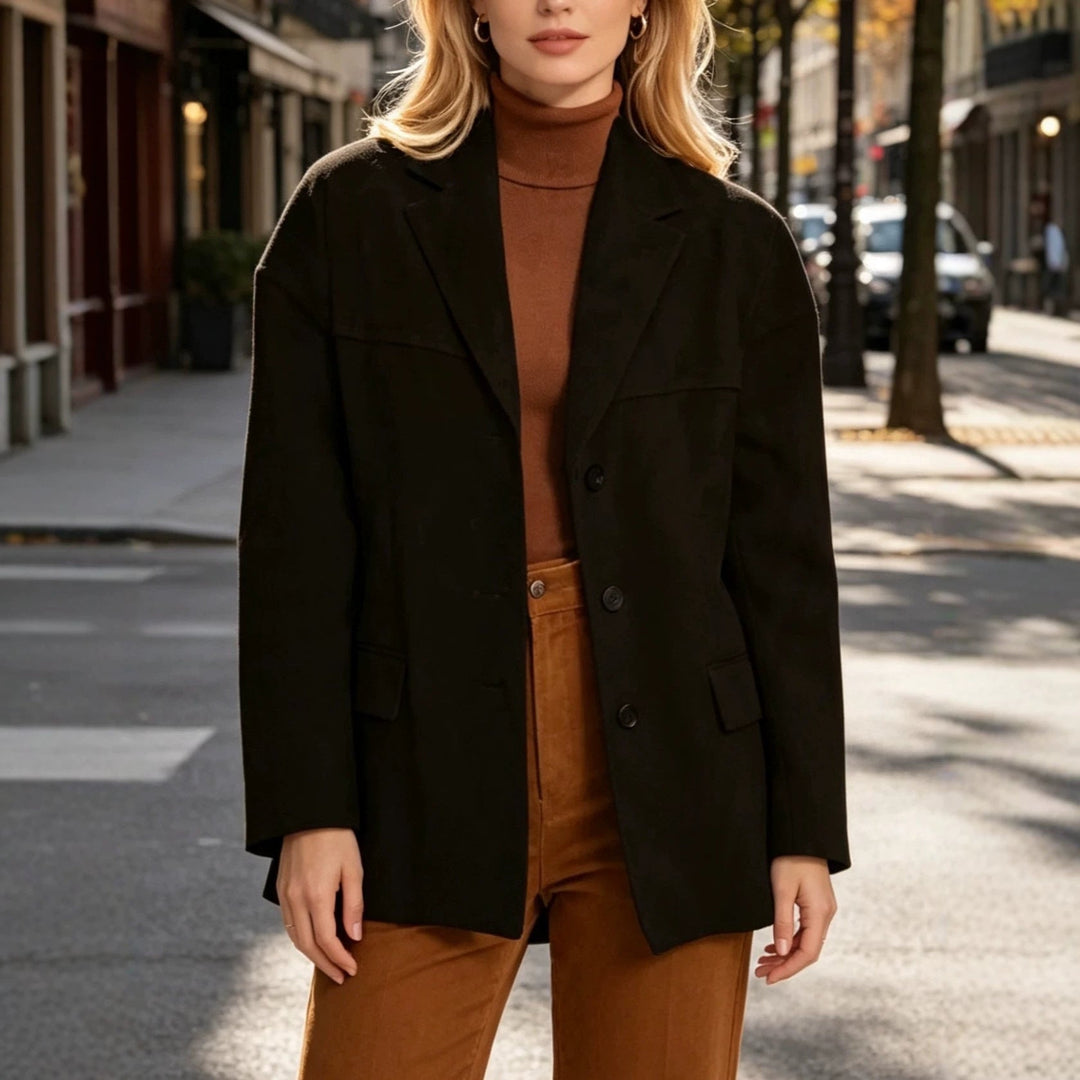 Sorvienne Oversized Faux Suede Jacket in Black