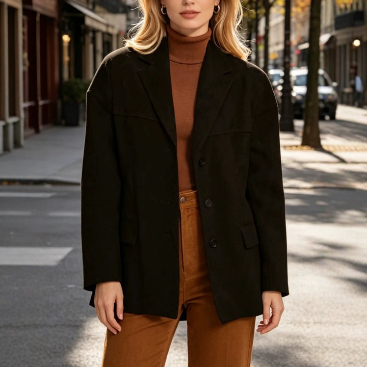 Sorvienne Oversized Faux Suede Jacket in Black