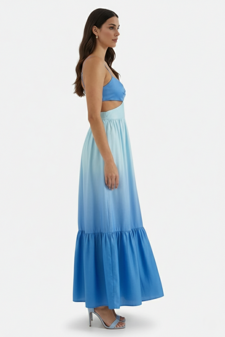 Summer Maxi Dress Ombre Cut-Out Backless Tiered - Siopie