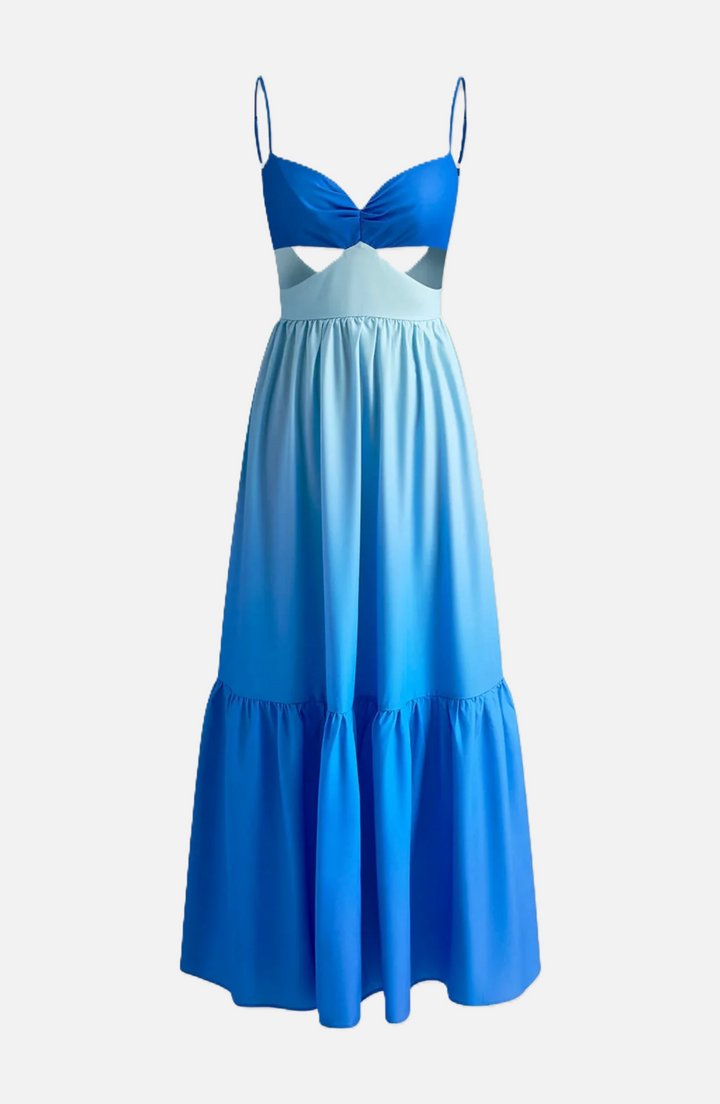 Summer Maxi Dress Ombre Cut-Out Backless Tiered - Siopie