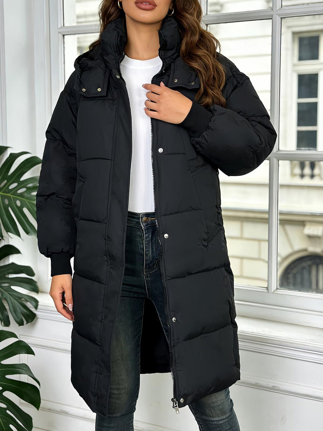Sorvienne Relaxed Hooded Long Puffer Coat
