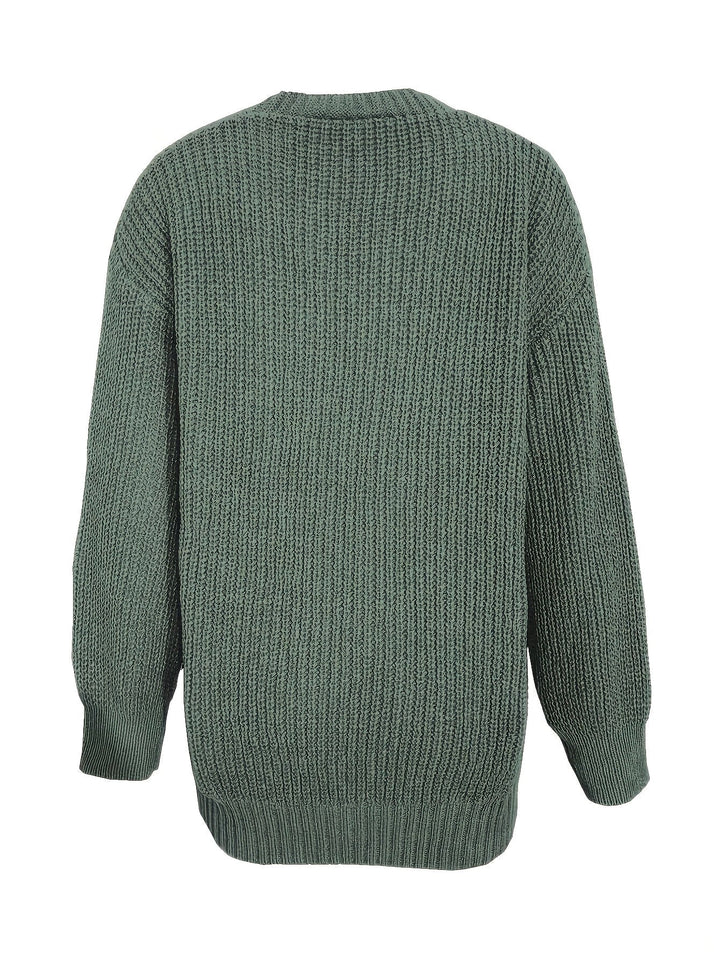 Sorvienne Oversized Cardigan with Deep Patch Pockets in Sage Green