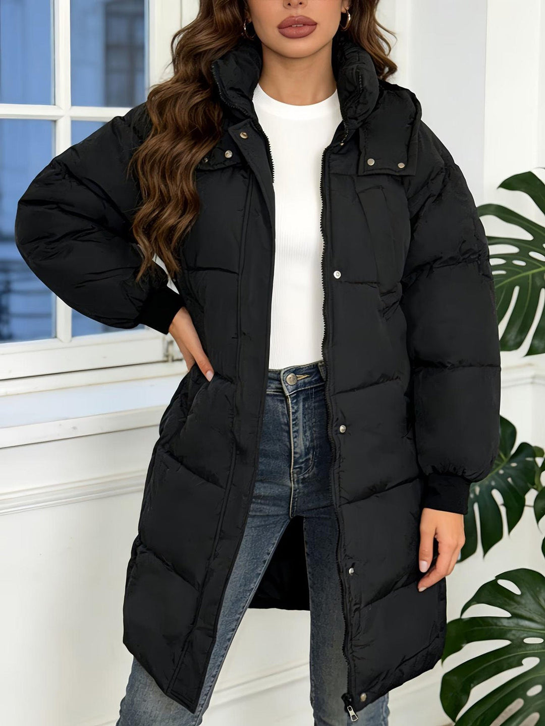 Sorvienne Relaxed Hooded Long Puffer Coat