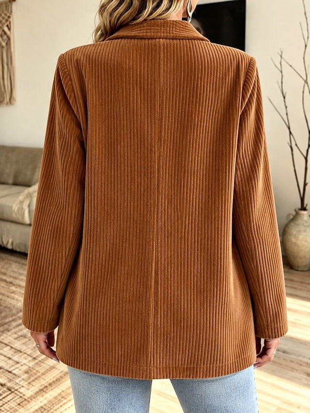 Sorvienne Relaxed Cord Blazer in Tan