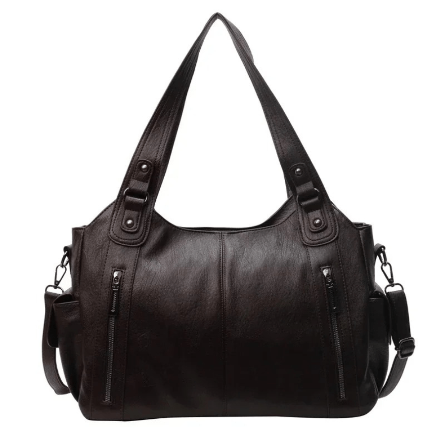 Sorvienne Slouchy Multi Pocket Large Shoulder Bag in Chocolate