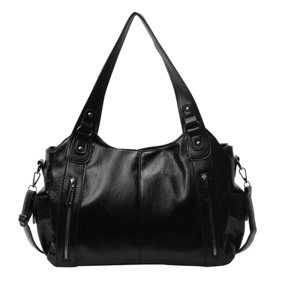 Sorvienne Slouchy Multi Pocket Large Shoulder Bag in Black