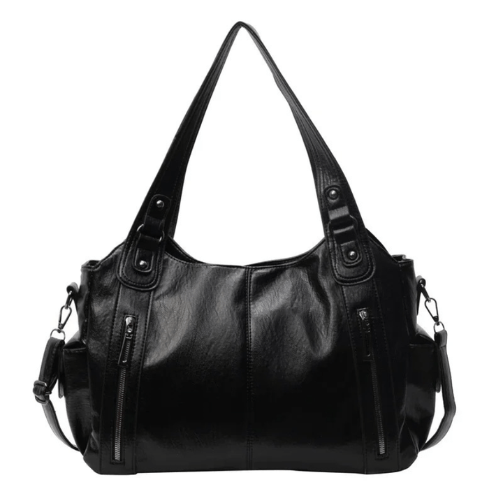 Sorvienne Slouchy Multi Pocket Large Shoulder Bag in Black