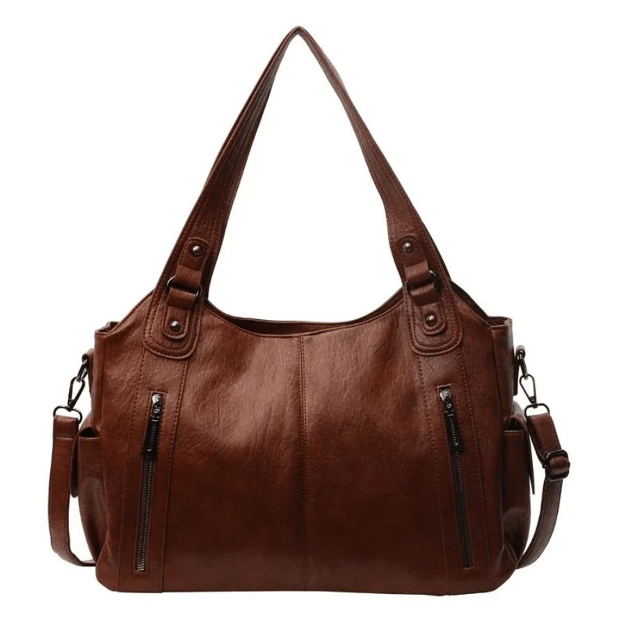 Sorvienne Slouchy Multi Pocket Large Shoulder Bag in Tan