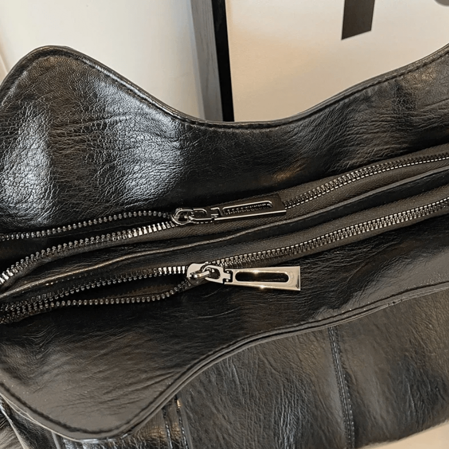 Sorvienne Slouchy Multi Pocket Large Shoulder Bag in Black