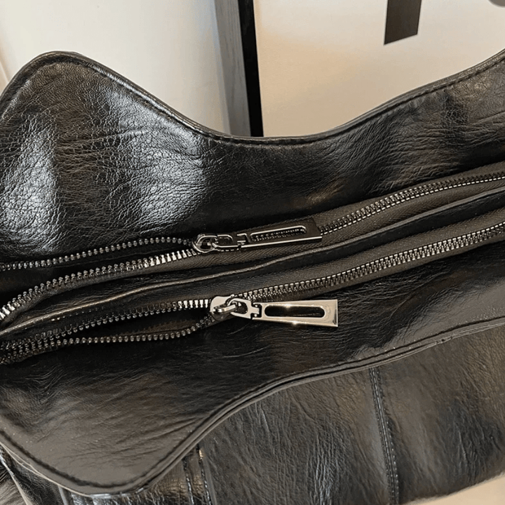 Sorvienne Slouchy Multi Pocket Large Shoulder Bag in Black
