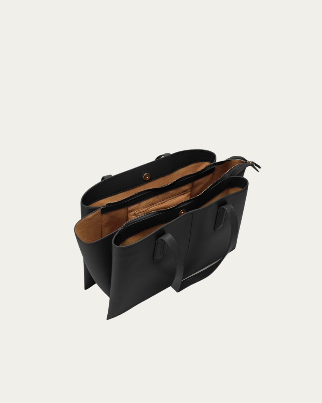 Sorvienne Structured Three Compartment Laptop Tote Bag in Black