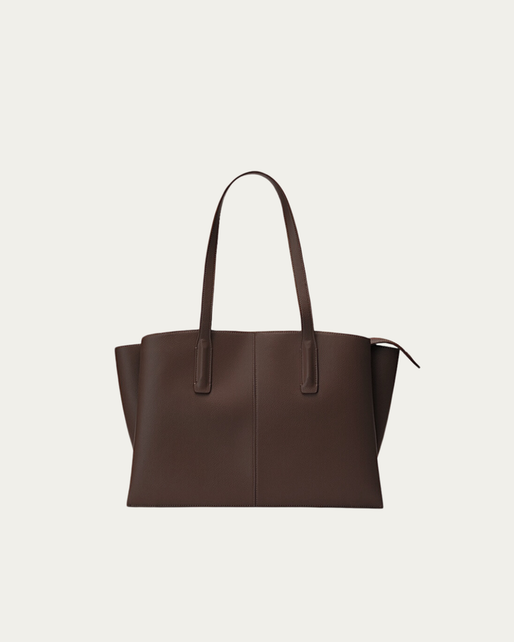 Sorvienne Structured Three Compartment Laptop Tote Bag in Chocolate