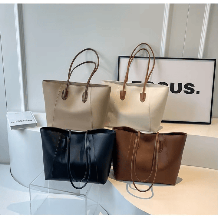 Sorvienne Structured Faux Leather Tote Bag