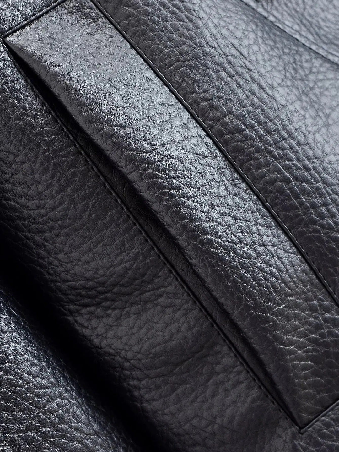 Sorvienne Oversized Asymmetric Zip Leather Look Jacket in Black
