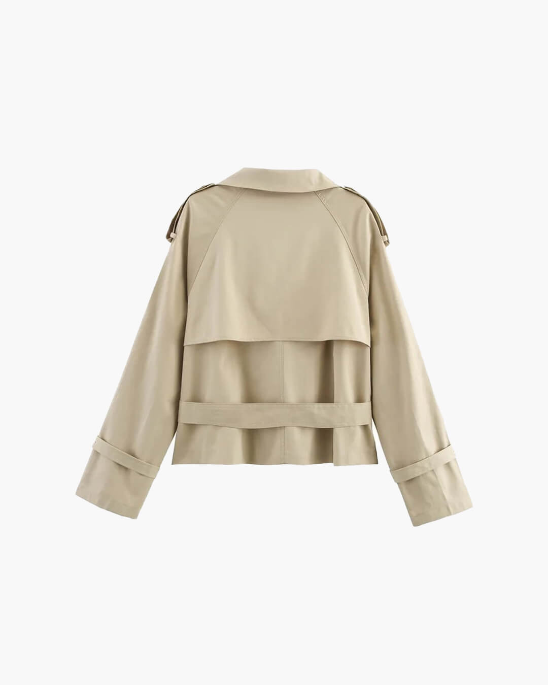 Sorvienne Structured Belted Cropped Trench Coat