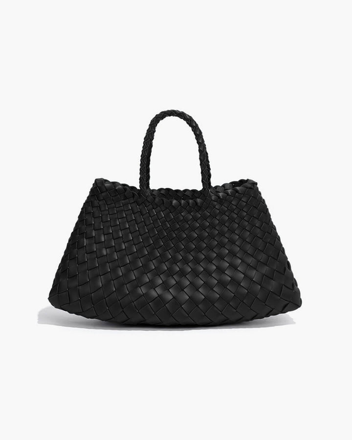 Sorvienne Structured Crescent Woven Handbag in Black