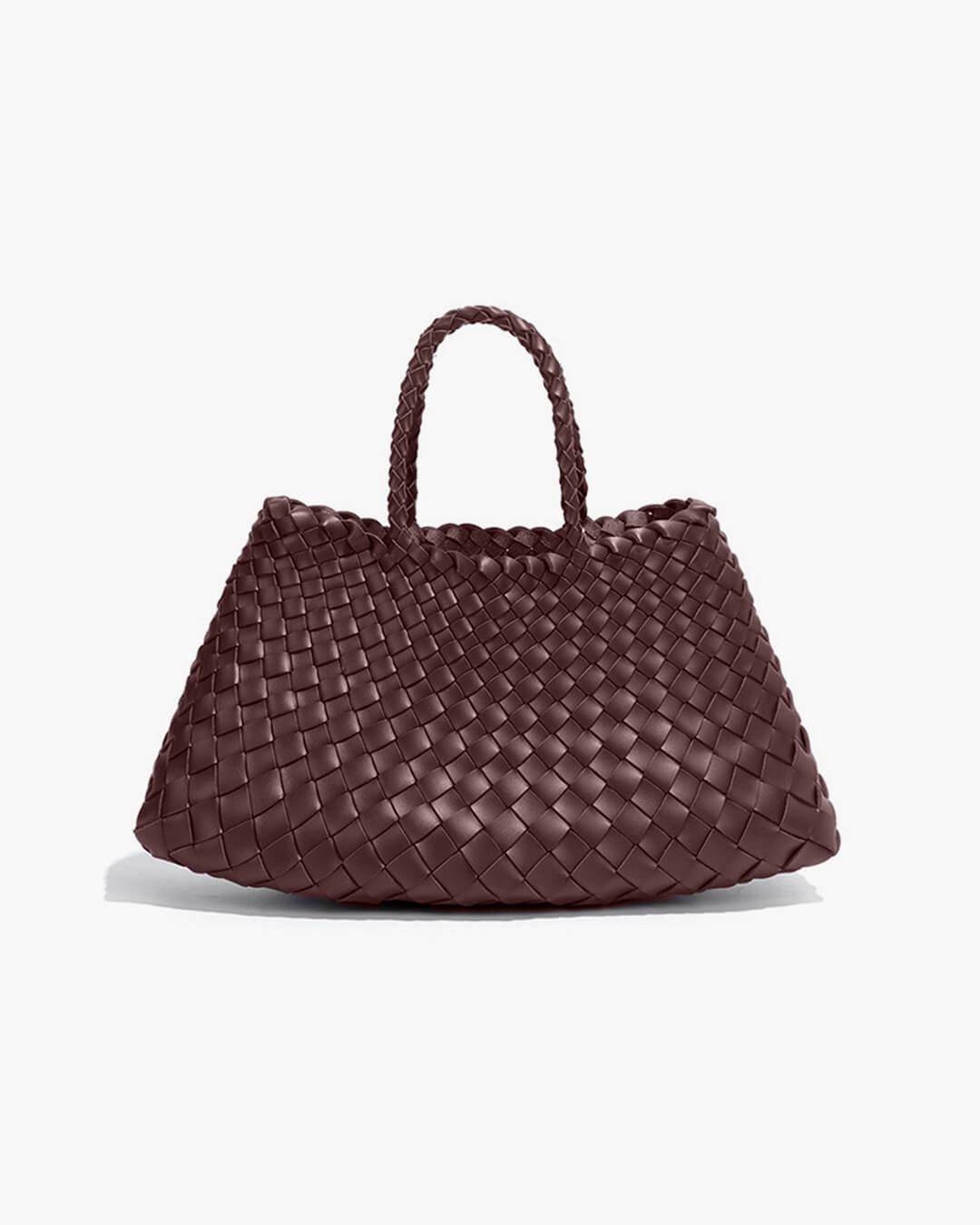 Sorvienne Structured Crescent Woven Handbag in Chocolate