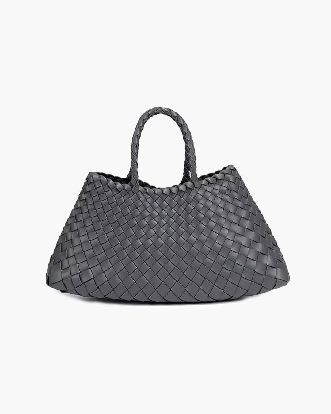 Sorvienne Structured Crescent Woven Handbag in Charcoal