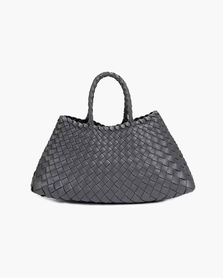 Sorvienne Structured Crescent Woven Handbag in Charcoal