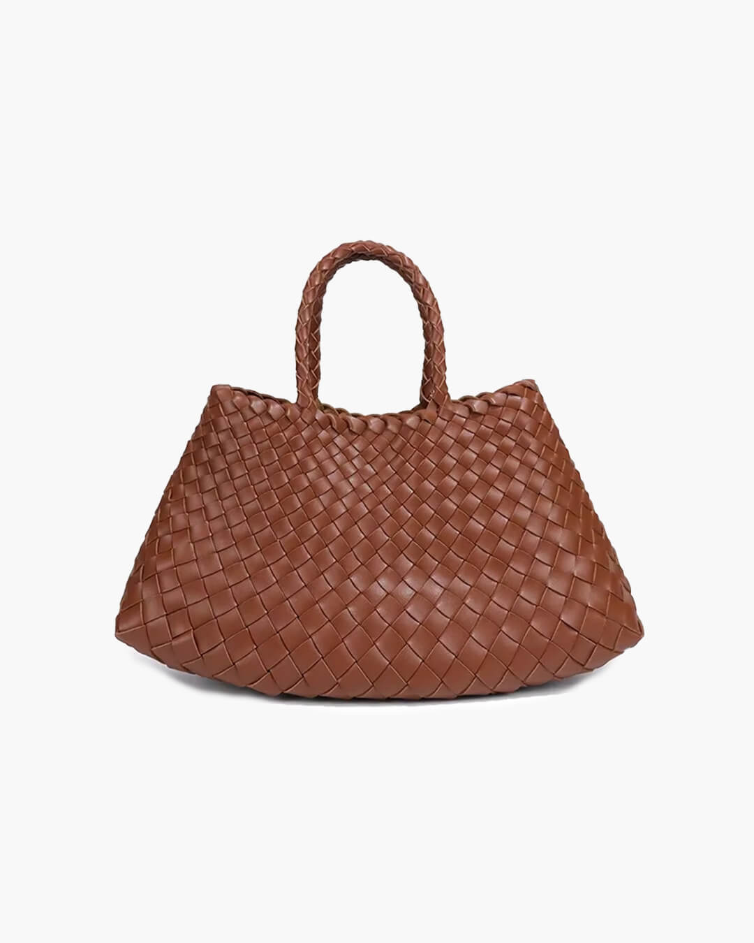 Sorvienne Structured Crescent Woven Handbag in Tan
