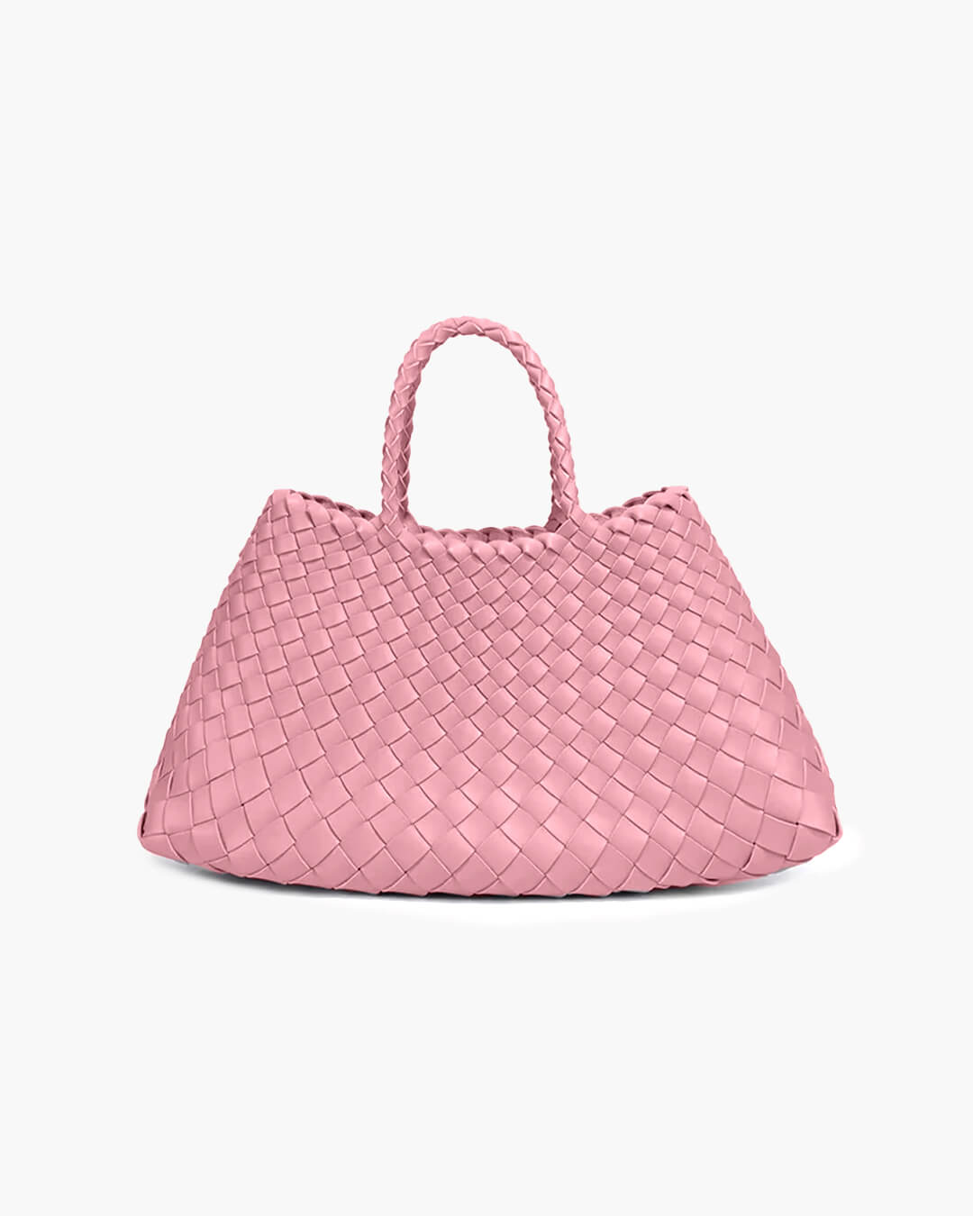 Sorvienne Structured Crescent Woven Handbag in Pink