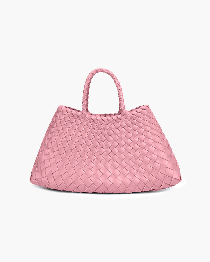 Sorvienne Structured Crescent Woven Handbag in Pink
