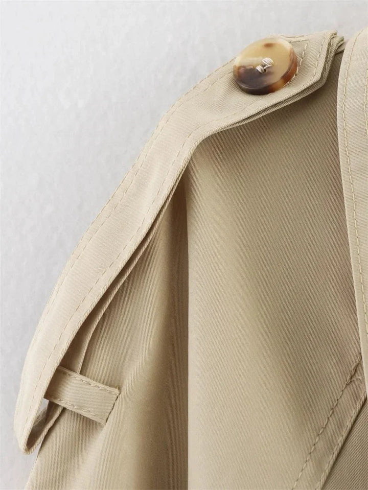 Sorvienne Structured Belted Cropped Trench Coat